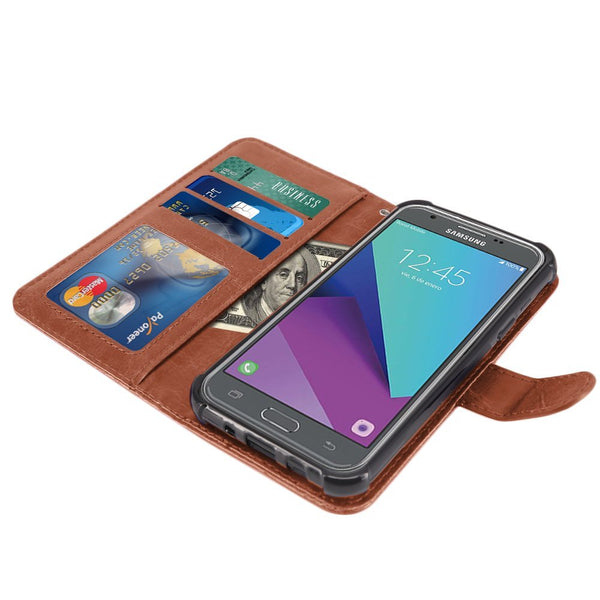 Samsung Galaxy J7 V / J7 2017 / J7 Prime / J7 Perx / J7 Sky Pro / Galaxy Halo Case, LK Luxury PU Leather Wallet Flip Protective Case Cover with Card Slots and Stand