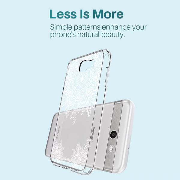 Samsung Galaxy J7 V / J7 2017 / J7 Prime / J7 Perx / J7 Sky Pro Case, Shock Absorbing White Henna Mandala Floral Lace Clear Design Printed Air Hybrid with TPU Bumper Protective Case Cover