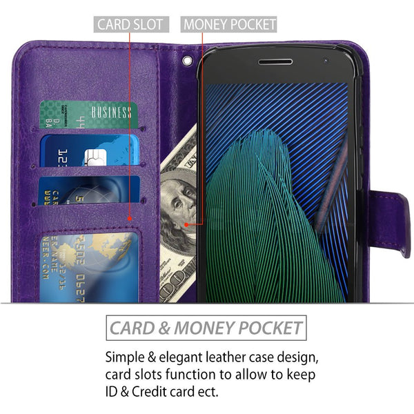 Moto G5 Plus Case, LK Luxury PU Leather Wallet Flip Protective Case Cover with Card Slots and Stand for Motorola Moto G Plus (5th Generation)