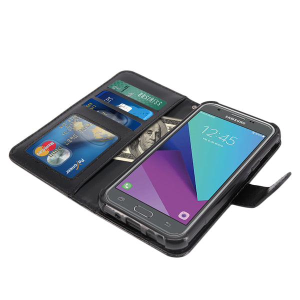 Samsung Galaxy J3 Emerge / J3 2017 / J3 Prime / J3 Mission / J3 Eclipse / J3 Luna Pro / Sol 2 / Amp Prime 2 / Express Prime 2 Case, PU Leather Wallet Flip Protective Case Cover Brown