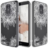 LG Stylo 3 Case, LG Stylo 3 Plus Case, Shock Absorbing White Henna Mandala Floral Lace Clear Design Printed Air Hybrid with TPU Bumper Protective Case Cover