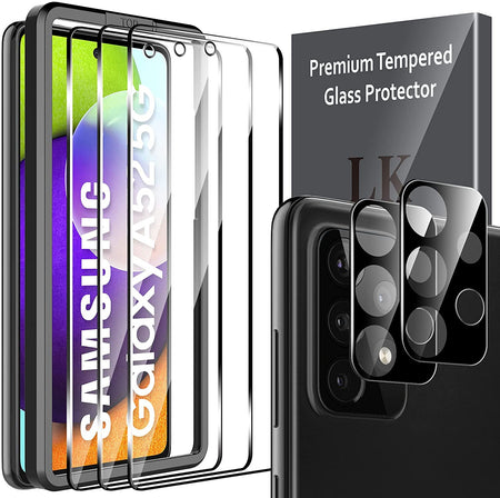 LK [2+2 Pack] Designed for Samsung Galaxy S22 Plus 5G Screen Protector + 2 Pack Camera Lens Protector with Accurate Alignment Frame, 9H Hardness Shockproof, Bubble-Proof, Case-Friendly,6.6-inch