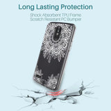 LG Stylo 3 Case, LG Stylo 3 Plus Case, Shock Absorbing White Henna Mandala Floral Lace Clear Design Printed Air Hybrid with TPU Bumper Protective Case Cover