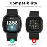LK 2 Pack Screen Protector Case Compatible with Fitbit Versa 3/Fitbit Sense, Hard PC Tempered Glass Full Coverage Cover Protective for Fitbit Versa 3/Sense Smartwatch, Clear