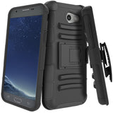 Samsung Galaxy J3 Emerge / J3 2017 / J3 Prime / J3 Mission / J3 Eclipse / J3 Luna Pro / Sol 2 / Amp Prime 2 / Express Prime 2 Case, LK Black Armor Holster Defender Protective Hybrid Case Cover
