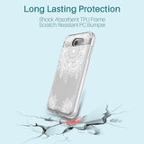 Samsung Galaxy J3 Emerge / J3 2017 / J3 Prime / J3 Mission / J3 Eclipse / J3 Luna Pro / Amp Prime 2 / Express Prime 2 Case, White Henna Floral Clear Air Hybrid with TPU Bumper Protective Cover