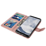 Galaxy S8 Case with Wrist Strap Luxury PU Leather Wallet Flip Protective Case Cover with Card Slots and Stand