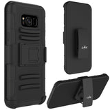 Galaxy S8 Case, LK [Heavy Duty] Black Armor Holster Defender Full Body Protective Hybrid Case Cover with Belt Clip